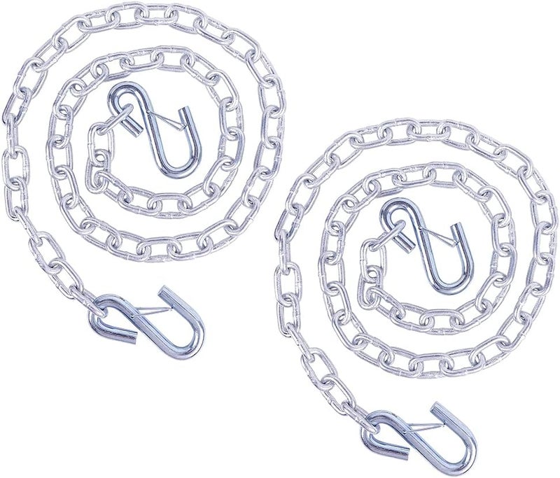 TeukRiGa 3/16" x 48" Grade 30 Steel Boat Trailer Safety Chain with Spring Clip Hooks 3500 lbs, 2 Pcs (3/16" x 48") - Image 1